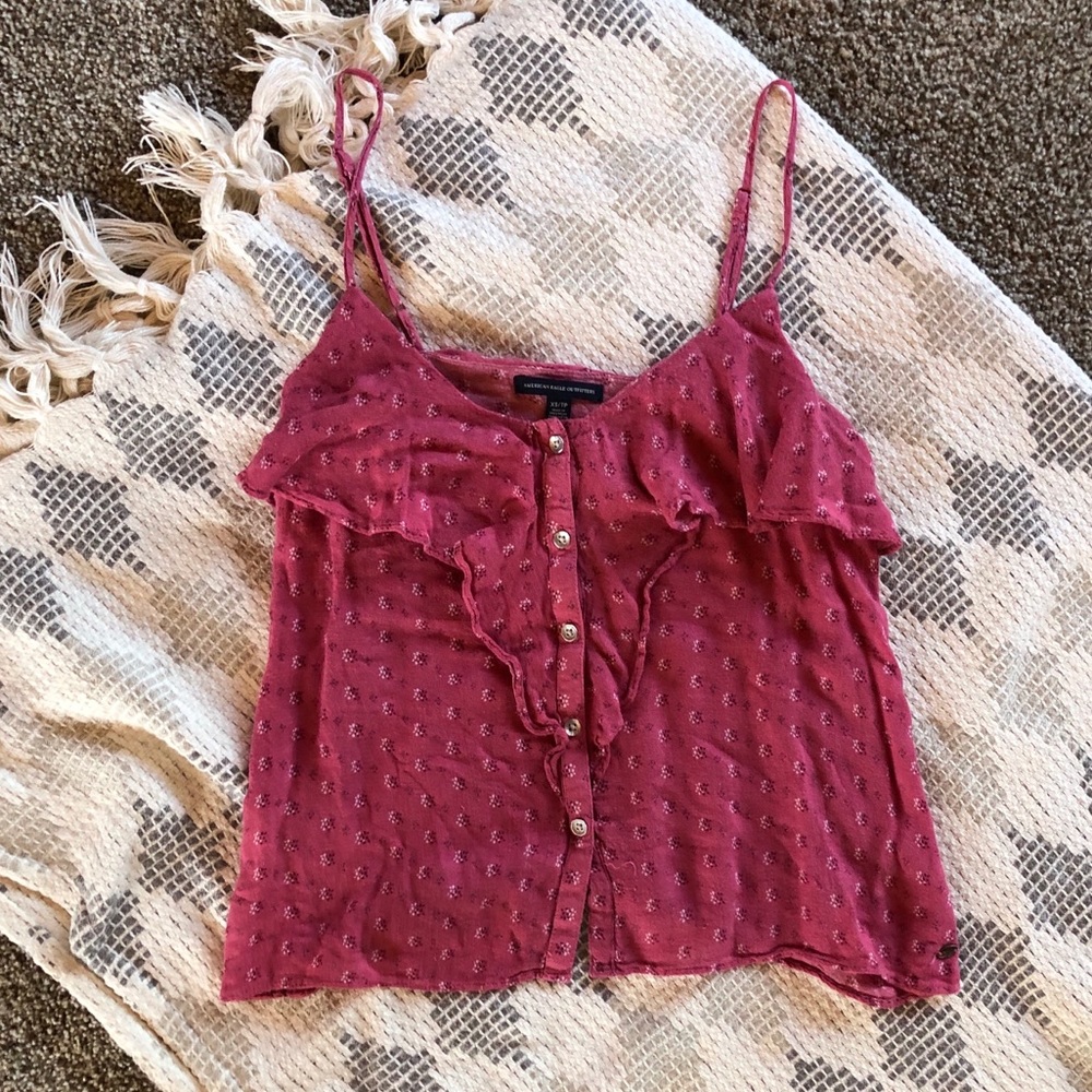 American Eagle Ruffle Front Tank Top